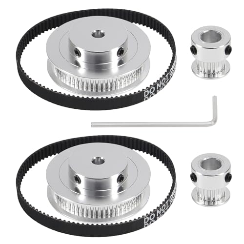 2Kit GT2 Synchronrad 2GT 20 Zähne und 60 Zähne 8 mm Bohrung 6 mm Breite Aluminium-Zahnriemenrad mit 2 Stück 200 mm Länge 6 mm Breite