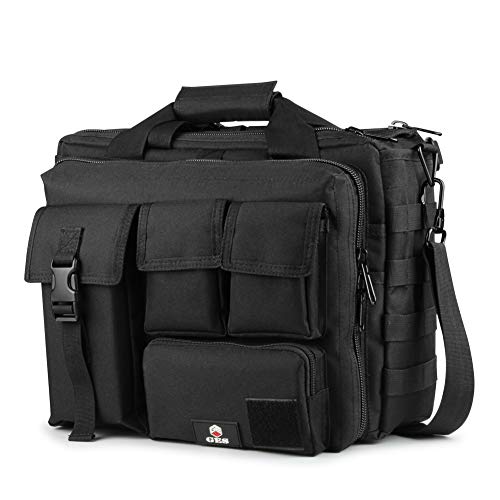 GES Multifunktion Herren Militärische Taktische Nylon Schulter Laptop Messenger Bag Aktentasche Handtaschen Laptop Tasche Schultasche Große Genug für 15.6 "Laptop/Kamera (Schwarz)