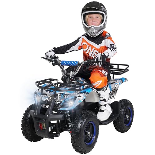 Actionbikes Motors Kinder Quad Elektro ATV Torino | ?? Volt ???? Watt Motor bis ?? km/h - Kinderquad - Pocket Quad - Safety Touch Fußschalter - Miniquad - Für Kinder ab 6 Jahren (Blau Polo)