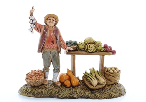 Moranduzzo Obstverkäufer für Krippe 10 cm Maßstab 1:20 - Unzerstörbare Krippenfiguren - Stil 700', Handbemalt, Offizielles Produkt, Hergestellt in Italien, Bildhauer M. Landi
