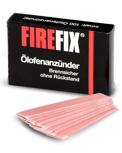 FIREFIX 2077 Ölofenanzünder l Kaminanzünder bestehend aus paraffingetränktem Löschpapier I 100 Stk. I Anzünder speziell fürs Heizen mit Öl Kaminofen