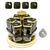 SAEIV Marmorierter Gewürzregal Stehend, Mit 6 x 120ml Gewürzgläser, 360° Drehbare Spice Rack, Exquisite aus Edelstahl Küchen Organizer, Küche aufbewahrung & Organisation