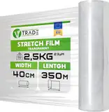 V1 Trade Stretchfolie Transparent - Stretchfolienrolle 350m x 40 cm - Verpackungsfolie 23my - Umzugsfolie für möbel
