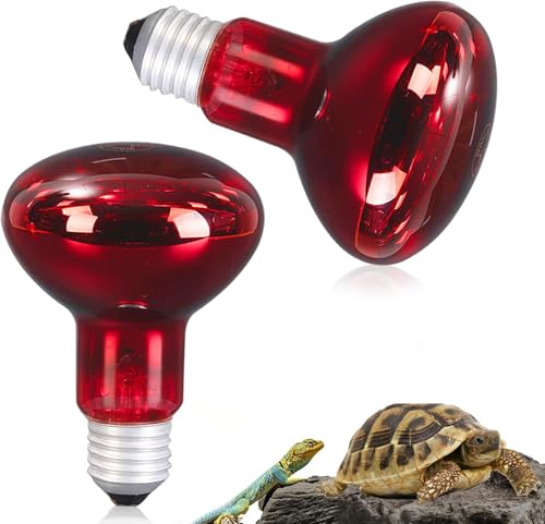 Forhome 2 Stück Reptilien Rotlichtlampe, Rotlichtlampe Wärmelampe heizlampe 100W, Infrarotlampe Wärmelampe Tiere E27 Base Infrarot Wärmelampe Heizlampen für idechsen, Schildkröten, Schlangen, Spinnen