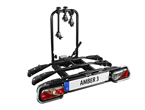 EUFAB 11555 Fahrradträger AMBER 3, E-Bike geeignet, teilweise vormontiert, Diebstahlschutz, für 3 Fahrräder, für Anhängerkupplung, ca. 102 x 74 x 72 cm, Schwarz