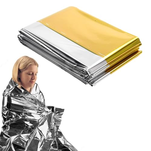 SGERUFZ 3 Pcs Rettungsdecke Gold Silber Notfalldecke für Outdoor Wandern Überleben Robust Reißfest & Wasserdicht 210×160cm