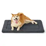 BEDSURE waschbar Hundematte Mittelgroße Hunde - 89x58 cm Hundekissen mittelgroße Hunde mit hochdichter Schaumstofffüllung, Sherpa-Plüsch waschbar Hundematratze, dunkelgrau