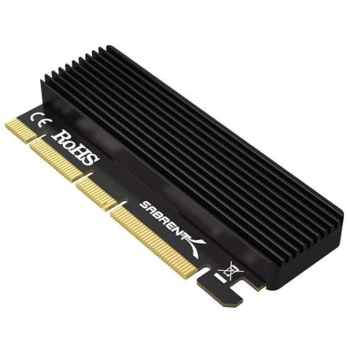 SABRENT PCIe m2 Adapter, NVMe PCIe X16/X8/X4 Card mit Kühlkörper, m.2 SSD Größen 2230/2242 / 2260/2280 (EC-PCIE)