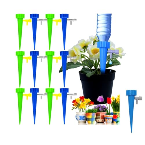 Lohill 12 Stück Automatische Bewässerung Set, flasche Bewässerungssystem,Tröpfchenbewässerung, Flaschenaufsatz flaschenadapter für Topfpflanzen Gartenpflanzen, Einstellbar