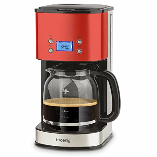 H.Koenig MG30_ROUGE Kaffeemaschine, Edelstahl, 1.5 liters, Rot