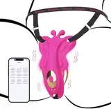 Tragbarer Butterfly Vibration für Sie Klitoris Stimulation，Vibrator mit Fernbedienung APP, BDSM Auflegevibrator Vibratoren Leise mit Gürtel Sex Spielzeug für die Frau mit 9 Vibrationsmodi