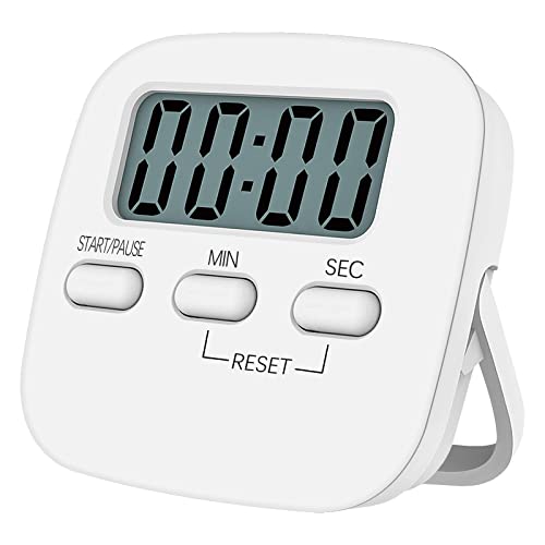Jsdoin Küchentimer mit großem LCD-Display, digitaler Küchentimer zum Kochen, magnetische Stoppuhr, Timer mit lautem Wecker, Eieruhr, weiß