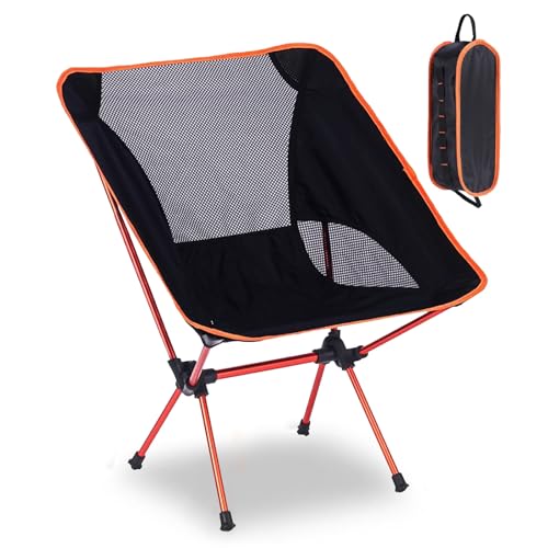 PEAKTOP Aluminiumrahmen Campingstuhl Ultraleicht, Campingstuhl Faltbar Klein Bis 140 Kg, Tragbarer Klappbare Campingstühle, Klappstuhl Camping Leicht Für Picknick Angeln Outdoor Beach