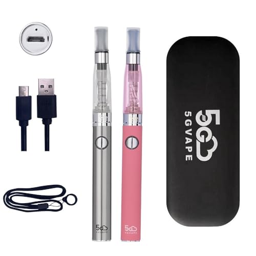 5GVAPE Elektronische Zigarette EGO EVOD CE4 USB Aufladung Wiederaufladbare Batterie Vape Stifte 2-Pakete Shisha Starter Kit,mit Lanyard,keine E-Flüssigkeit Kein Nikotin (Stahl Pink)