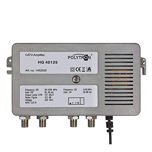 Polytron HG 40125 1 GHz-Hausanschlussverstärker,Rückkanaltauglich, 40dB TV Kabel-Verstärker für Kabelfernsehen