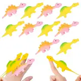 Ellxen 10 Stück Schleuder Dinosaurier Spielzeug, Finger Schleuder Dino Toys, Party Spielzeug für Kinder, Elastischer Fliegender Finger Dinosaurier, Zufällige Farbe