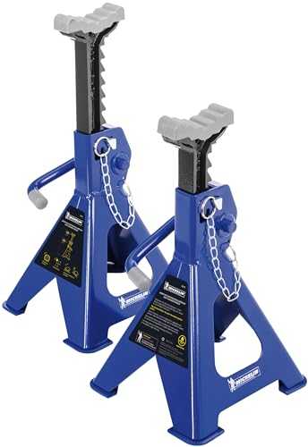 MICHELIN Unterstellbock 2 Tonnen Traglast, 2 Stück Stützböcke, Höhenverstellbar 280 mm bis 428 mm Hubhöhe Gummiauflage Zahnstange