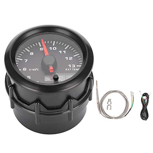 Abgastemperaturanzeige 52mm EGT Messgerät mit 7 Farben für 12V Autos - Digitaler LED Indikator mit Sensor