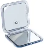 Zusammenklappbarer Reisespiegel mit 20 Fach Vergrößerung – Kleiner Spiegel zum Schminken auf Reisen – 8,4 cm Mini Quadrat, Klappbar Kosmetikspiegel (Silber) - 20X Square Compact Mirror