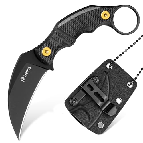 NedFoss Neck Knife VULTURE, 6CM 14C28N Stahl FULL TANG Outdoor Messer Survival mit G10 Griff & Kydexscheide, Mini Messer feststehend in Geschenk-Box für Sammlung, Camping