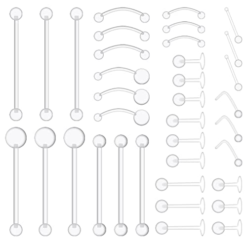 Yolev 36-teiliges Piercing Schmuck Set: 12 Arten transparenter Acryl Halter für Nasen, Ohren, Zunge, Bauchnabel & mehr