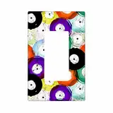 Moslion Musik-Vinyl-Wandplatte, 1-Gang-Wippe, Vintage-Scheibe, bunte Musikaufzeichnungen, Graffiti, Einzelausgang, Lichtschalter, Abdeckung, Buchse, Schlafzimmer, Badezimmer, Heimdekoration