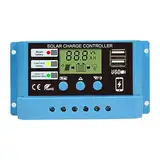 Solarladeregler, 30 A PWM Solarladeregler 12 V PV Einstellbarer LCD-Display-Regler für Life-po4 Lithium-Blei-Säure-Gel mit Zwei USB-Anschlüssen,Solar Konverter 30A Solar Ladegerät Controller (30A)