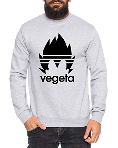 Adi Vegeta Herren Sweatshirt Goku Dragon Master Son Ball Vegeta Turtle Roshi Db, Farbe:Grau Meliert, Größe:M