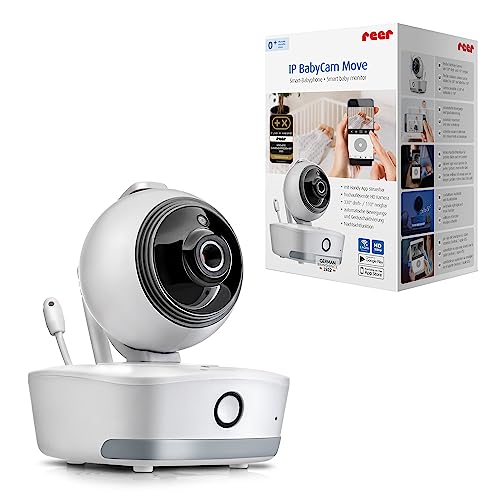 Reer, IP BabyCam Move macht Dein Smartphone zum VideoBabyphone fernsteuerbar 330° Rundumsicht Datenspeicherung in Deutschland 80310, weiß