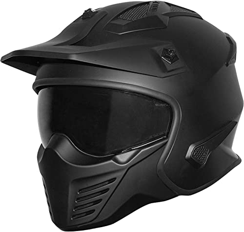 Germot Jethelm GM 44 schwarz matt Integralhelm mit Schild Maske ECE 2 Visiere, M 57/58