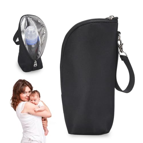 VAEIORP Baby-Flaschenwärmer Tasche, Flaschenwärmer Tasche, tragbare Baby-Flaschenwärmer Tasche, Universal-Baby-Flaschenwärmer Tasche mit Lanyard (schwarz)