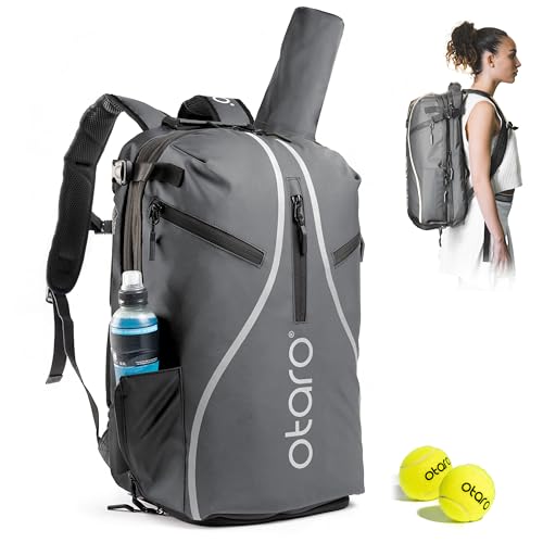 Otaro Tennistasche (PRO 42L - NewYork-Grau reflektierend) - Elegantes Design & Innovative Raumaufteilung - Deutsches Start-Up unterstützen! Tennistasche, Tennisrucksack Damen, Tennistasche Herren