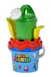 Super Mario Baby Eimergarnitur, Sandspielzeug, 5 Teile, Eimer, Sieb, Schaufel, Rechen, Gießer, 11cm, D:14cm, ab 10 Monate, grün