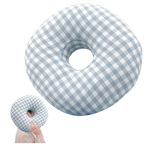 Piercing Kissen Ohrkissen,Donut Ohrenkissen,Piercing Kissen mit Loch Donut,Piercing Kissen mit Loch,Piercing Pillow,Piercing Kissen mit Loch Donut Kissen,Ohrenschmerzen vorbeugen (blaues Gitter)