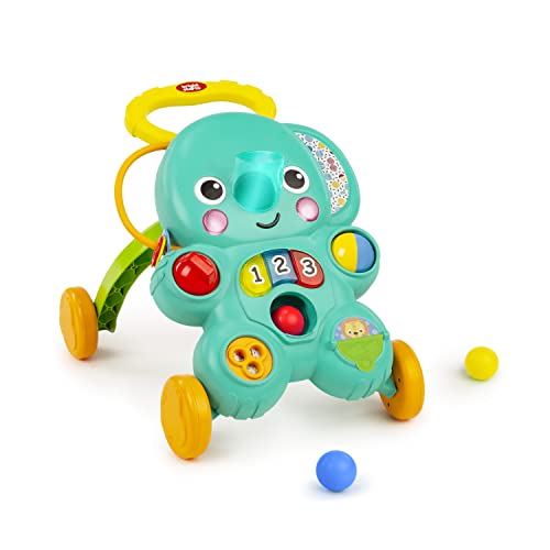 Bright Starts, Stroll 'n Roll 2 - in - 1 Ballspielwagen - Elefant mit Lichtern und Musik, Unisex, 6 Monate und Mehr