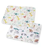 Baby Wickelunterlage 2 Stück, Waschbar Säugling Wickelunterlage für Babys und Kleinkinder, Wasserdicht Atmungsaktiv Wiederverwendbare Wickelauflagen Changing Mat(Dinosaurier, 50x70cm)