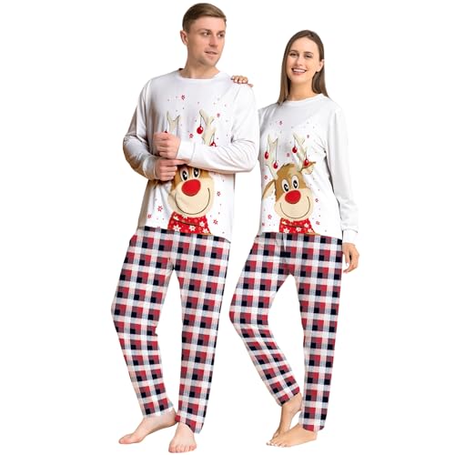 DASIAUTOEM Weihnachts Pyjama Familie Set, Familien Weihnachtspyjama, Hirsch Weihnachts Pyjama Familie, Langarm Hose Weihnachtspyjama für Frauen, Mutter (M)