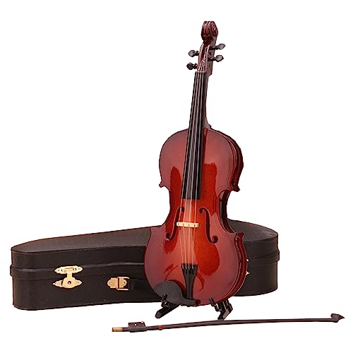 Miniatur Violine Modell - Miniatur Violine Modell mit Stand Case Puppenhaus Zubehör Mini Musikinstrument für die Hausdekoration Puppenhaus Dekoration Kinder Spielzeu Fotorequisiten