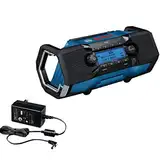 Bosch Professional 18V System Akku Baustellenradio GPB 18V-2 SC (Empfang über DAB+, Bluetooth, FM und AUX, inkl. 1x Netzteil, 1x AUX-Kabel, 1x 3V CR2032 Lithium-Knopfzellen-Batterie)