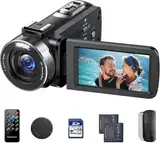 Videokamera 4K Camcorder , 42 MP Videorecorder für Vlogging YouTube 18X Digitalzoom 4K Webcam Camera mit 3-Zoll-Bildschirm um 270° drehbar Kompaktkamera für Reisen mit 2 Akkus, 32 GB-Karte, Fernbe