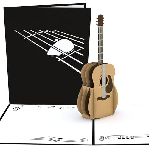 Lovepop® 3D Pop-Up Karte Akustik-Gitarre Grußkarte für Geburtstag, Gitarrenunterricht, Gitarrist, Musiker, Gitarrenfans, Freunde | inkl. Umschlag & Versteckfach für Geld & Gutscheine