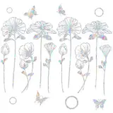 CharmBurst 2 Blatt Blumen Fensterfolien gegen Vogelschläge, Regenbogenfolie für Fenster, Fensterdekoration mit Regenbogeneffekt, Prisma-Fensteraufkleber für Vogelschutz