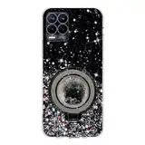 Rnrieyta Miagon Treibsand Ständer Hülle Glitzer für Realme 8/8 Pro 4G,Cute Dünn Crystal Schutzhülle Weiches Bling Transparent Case Bumper mit Flüssig Halter Kickständer