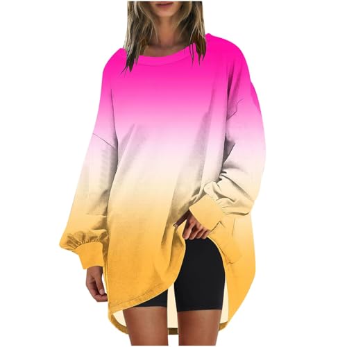 Style 017 Damen-Oberteil, niedliches Halloween-Grafik-Hoodie für Damen, übergroßes Sweatshirt mit Tasche, schulterfreier Pullover, hot pink, S