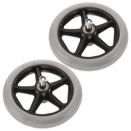 WRITWAA 2 Stück Ersatzteile für Rollstühle Ersatzrad drinnen Zauberer Und klein Vorderrad für Rollstühle Vorderrad Walker Drive Walker Ersatzteile Räder für Gehhilfen Gummi Grey