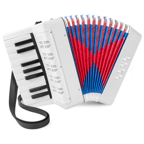 Akkordeon,Akkordeon kinder,Ziehharmonika,17 Tasten 8 Bass Kinderakkordeon mit Verstellbarem Gurt,Leicht und Umweltfreundlich (schwarz),Geeignet für Anfänger, ein Geschenk für Den Kindertag