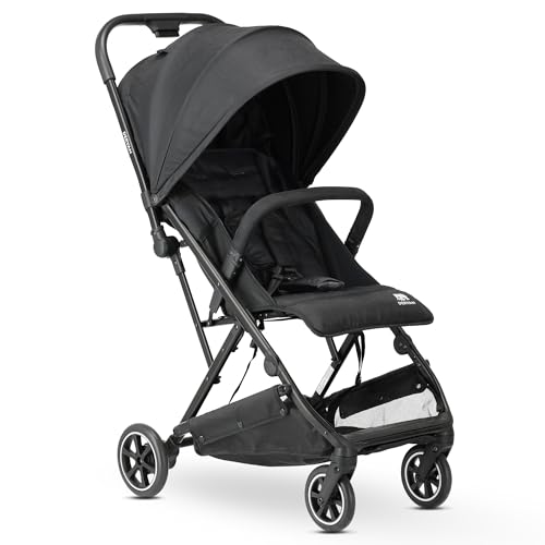 Deryan Easy Reise Buggy - für Kinder ab Geburt bis 22 kg mit Liegefunktion - Ultraleicht 7,5 kg - Einhändig Klein Zusammenklappbar, UPF 50+, Korb bis 3 kg (Schwarz)