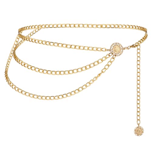 Taillengürtel Gold Kettengürtel Gürtel Bauchkette Waist Chain Kettengürtel Bauchkette Taille Mode Mehrschichtige Taillenkette Gürtel Verstellbare Body Link Gürtel Für Frauen Mädchen Damen