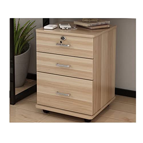 METTEOR Aktenschrank, 3 Schubladen, Büroschrank aus Holz, Aktenschrank mit Schloss, Bodenständer, Raddesign, beweglicher Akten-Organizer, Bürobedarf, Aktenschränke, G, Einheitsgröße (D, Einheitsgröß