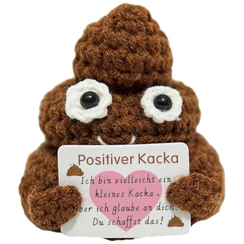 RunFar shop Positive Kacka Pocket Huge mit Positiver Energiekarte Glücksbringer Mutmacher gestrickte Poo Puppe handgemachte für Geburtstagsgeschenke, Gute Besserung Geschenke Ermutigung